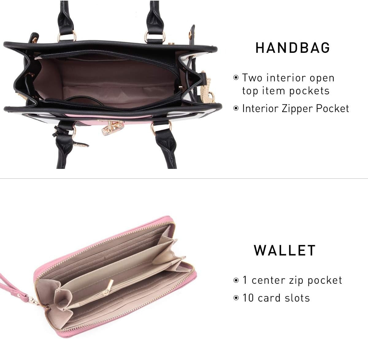 Handbags Purses Set for Women Top Handle Satchel Shoulder Bags Large Work Tote Bag with Matching Wallet