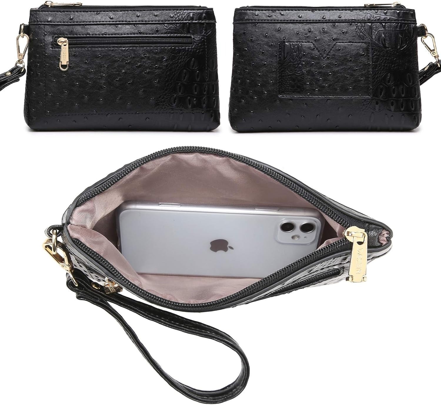 Women Satchel Purse Handbag Shoulder Bag Work Tote Bag with Matching Clutch