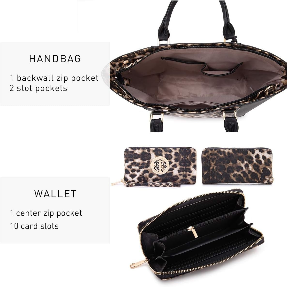 Satchel Purse Handbag for Women Large Shoulder Work Tote Bag With Matching Wallet