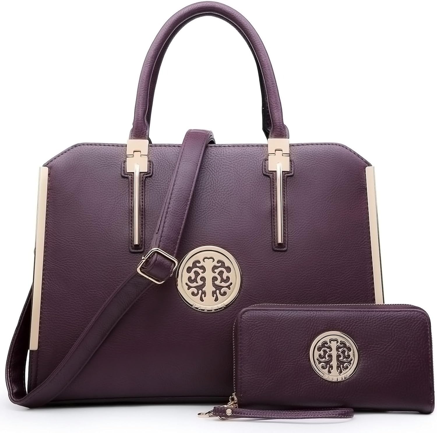 Women Large Handbag Purse Vegan Leather Satchel Work Bag Shoulder Tote with Matching Wallet