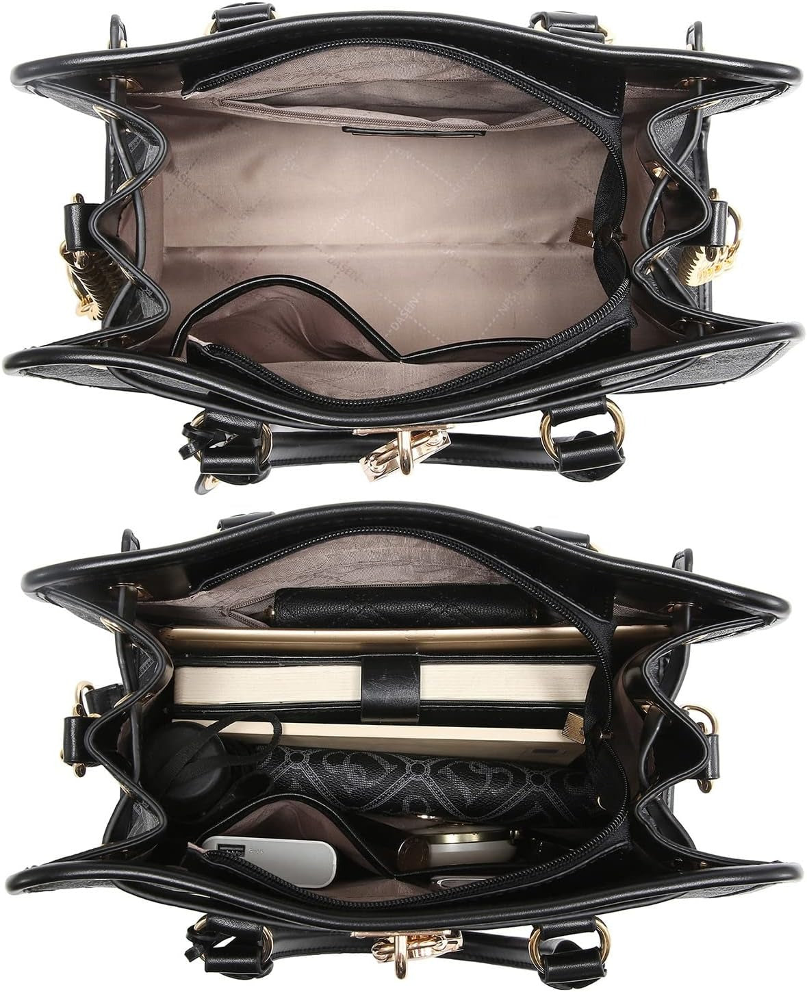 Women Handbags Top Handle Satchel Purse Shoulder Bag Hobo Bag Work Bag Set 2pcs
