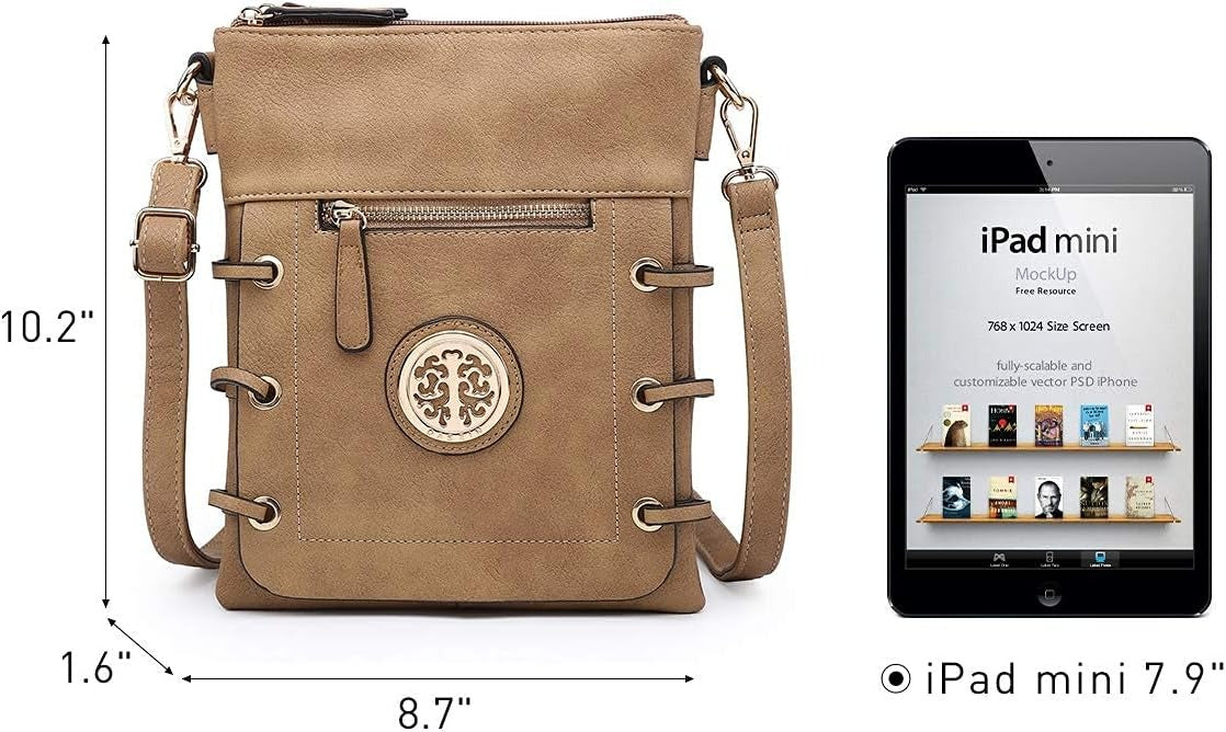 Women Lightweight Shoulder Purse Soft PU Leather Crossbody Bag Multi Pocket Travel Purses with Double Zipper