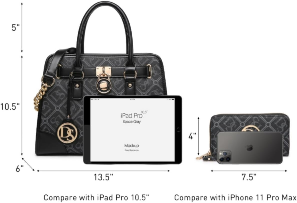 Women Handbags Top Handle Satchel Purse Shoulder Bag Hobo Bag Work Bag Set 2pcs
