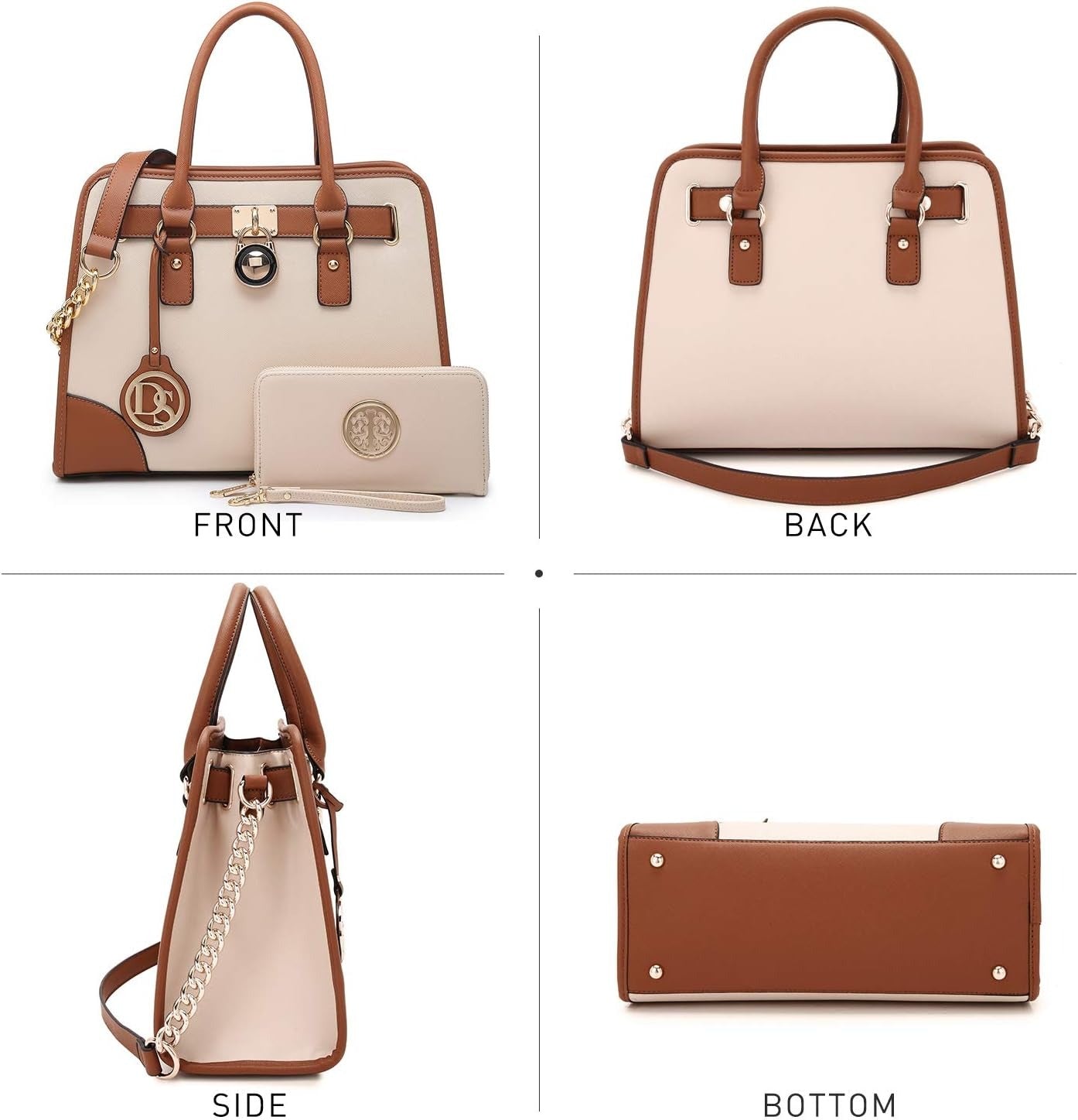 Women Handbags Top Handle Satchel Purse Shoulder Bag Hobo Bag Work Bag Set 2pcs