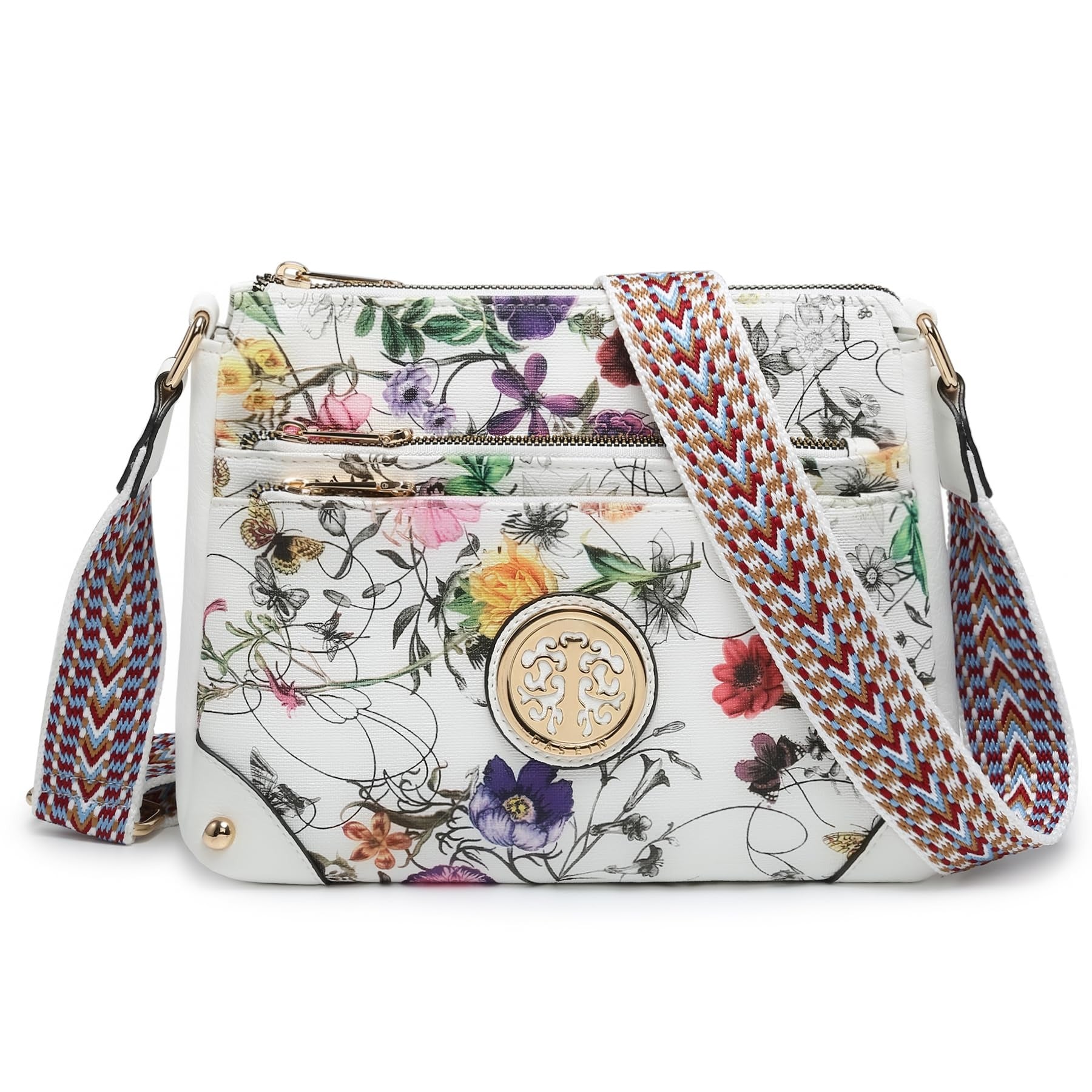 Crossbody Purses for Women Trendy Multi Pockets Shoulder Bag Medium Handbags with Guitar Strap