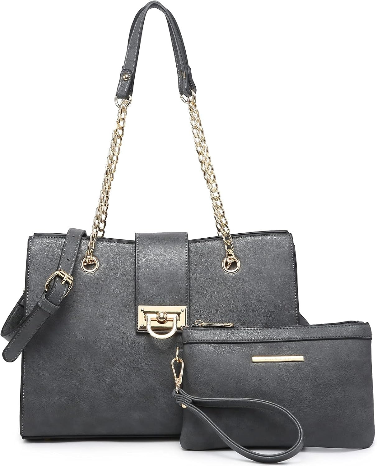 Leather Handbag Tote Hobo Bag for Women Shoulder Purse Top Handle Satchel Bag with Matching Clutch