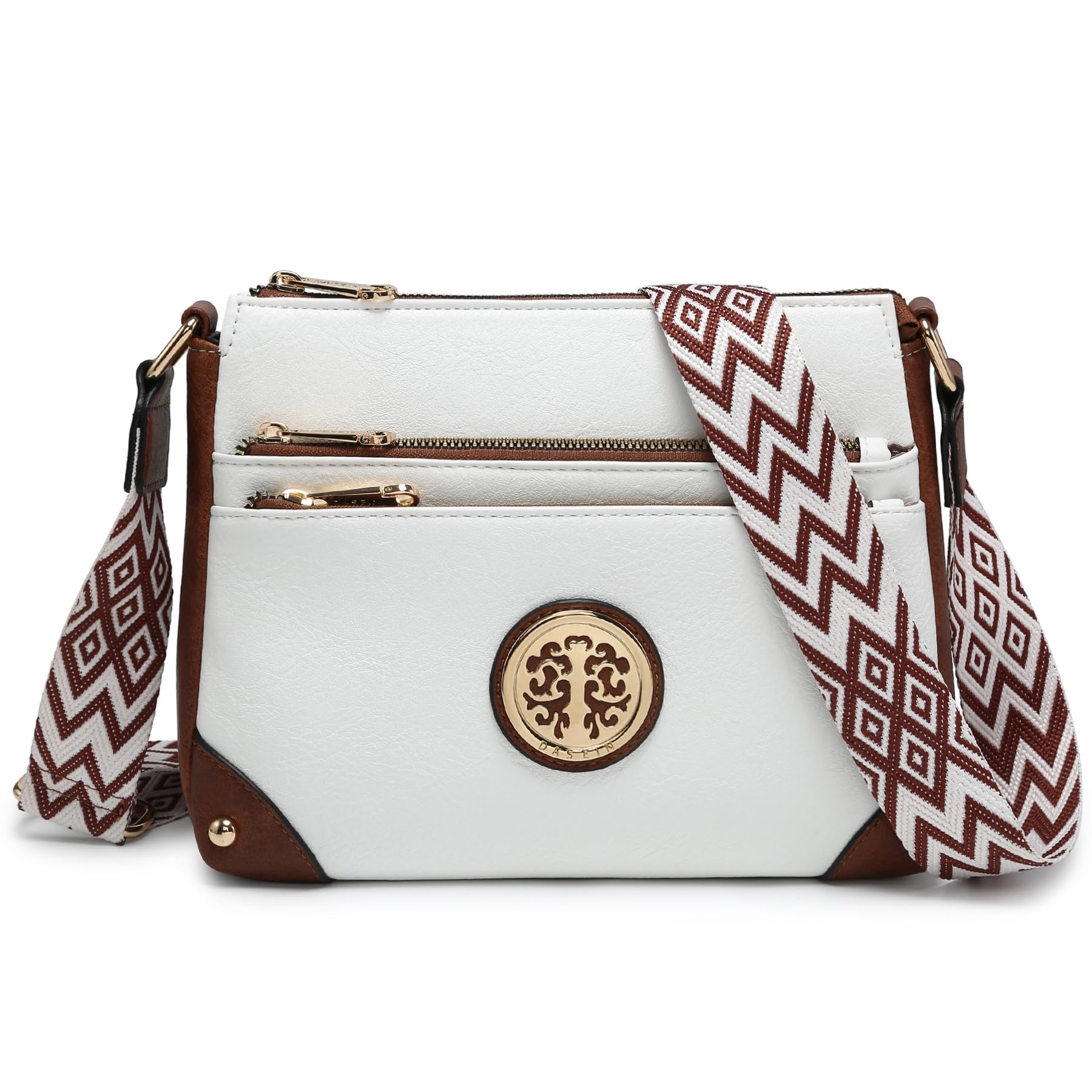 Crossbody Purses for Women Trendy Multi Pockets Shoulder Bag Medium Handbags with Guitar Strap