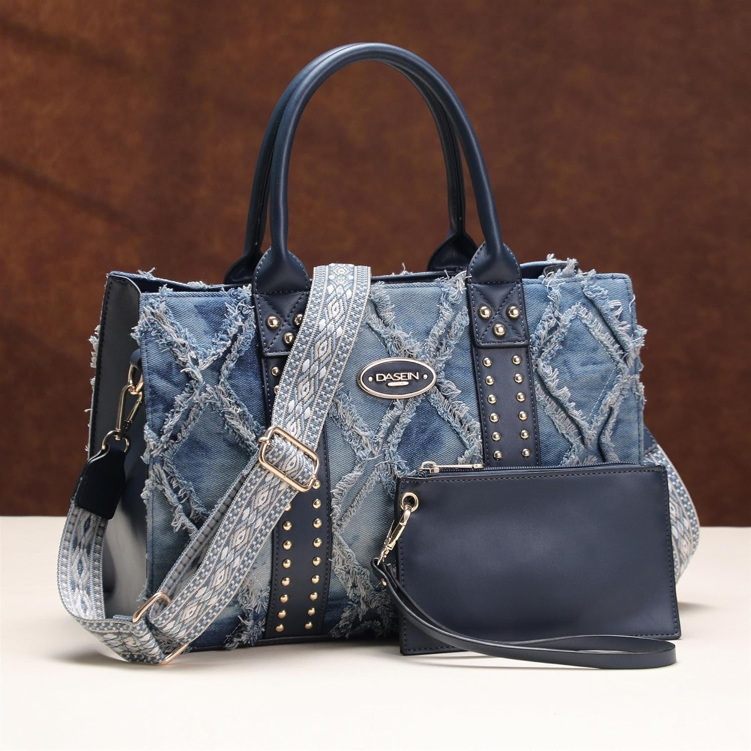 Denim Purses Handbags for Women Tote Wallet Set Top Handle Satchel Shoulder Hobo Bag
