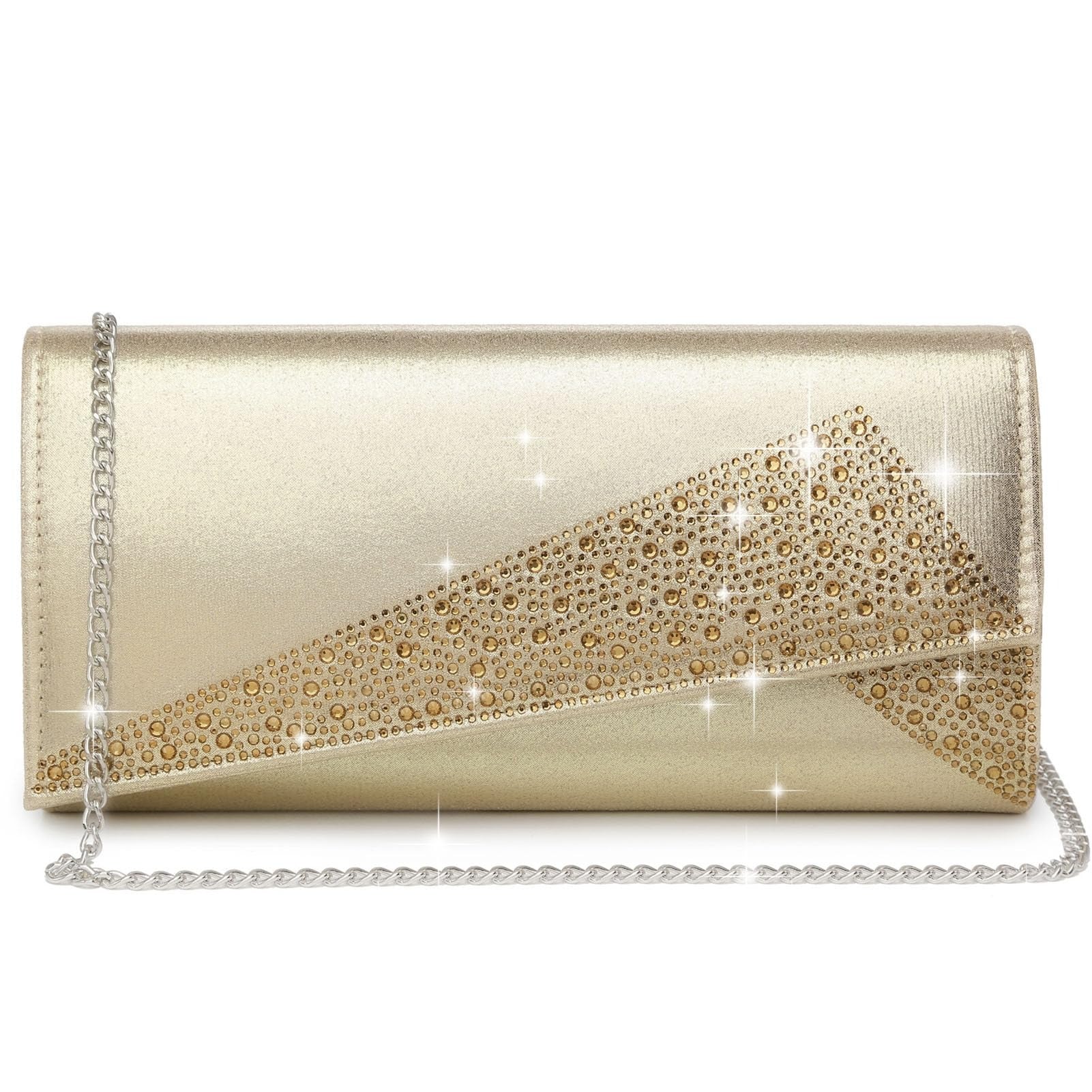 Women's Satin Rhinestone Clutch Evening Bags Sparkle Glitter Shiny Purse Handbag for Party Wedding Cocktail Prom