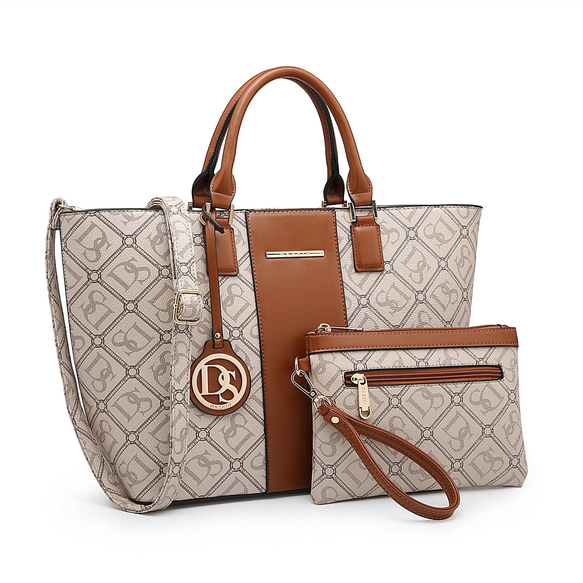 Women Satchel Purse Handbag Shoulder Bag Work Tote Bag with Matching Clutch