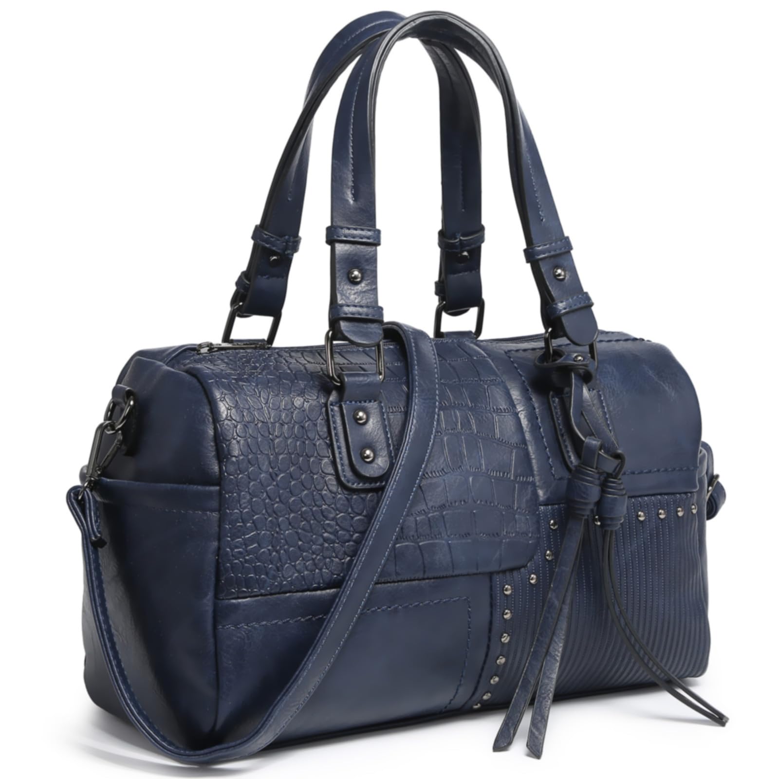 Women Soft Vegan Leather Barrel Bags Large Hobo Top Handle Work Totes Satchel Handbags Shoulder Purse