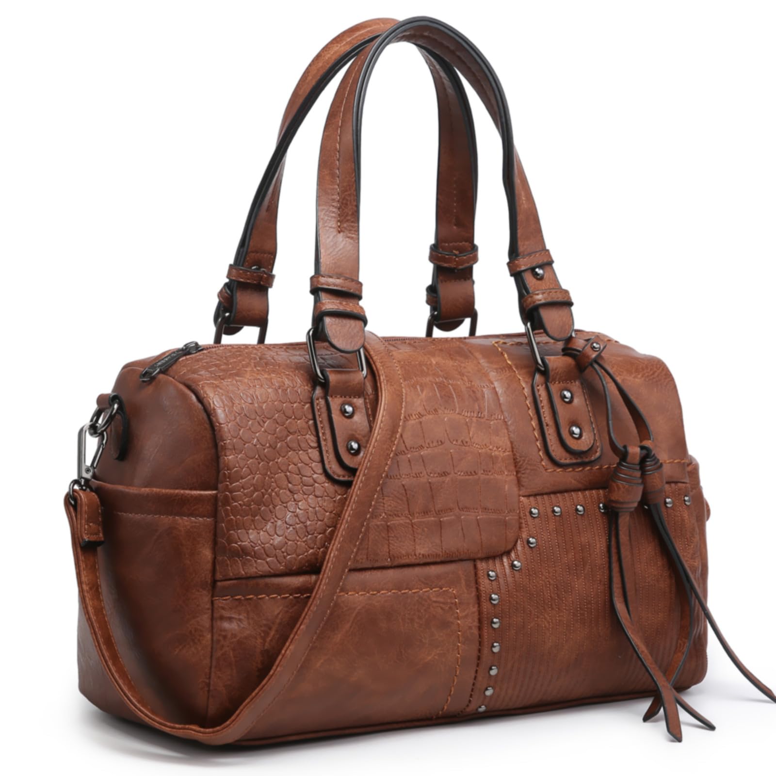 Women Soft Vegan Leather Barrel Bags Large Hobo Top Handle Work Totes Satchel Handbags Shoulder Purse