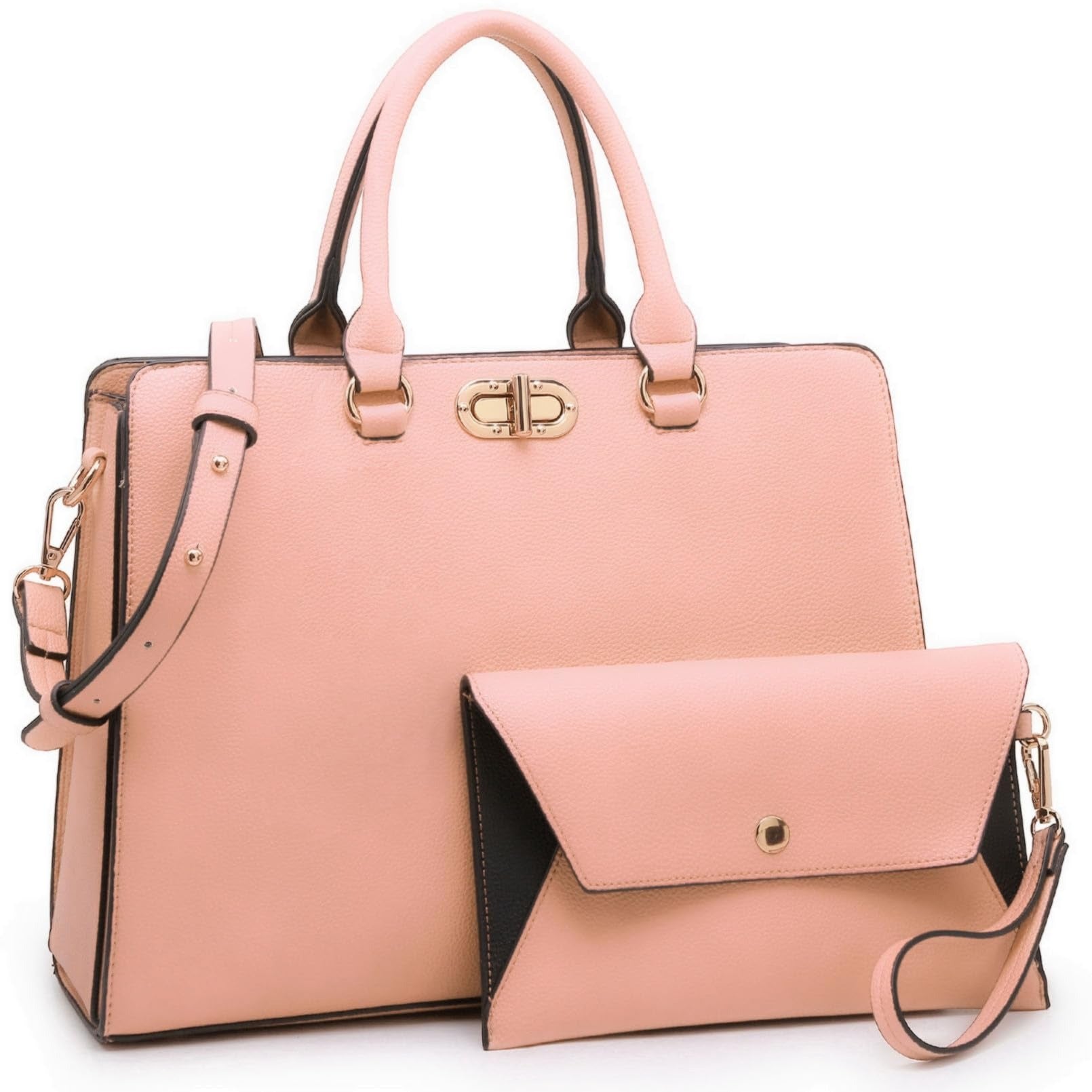 Women Handbags Purses Ladies Work Purse Satchel Tote Top Handle Shoulder Bags with Matching Clutch