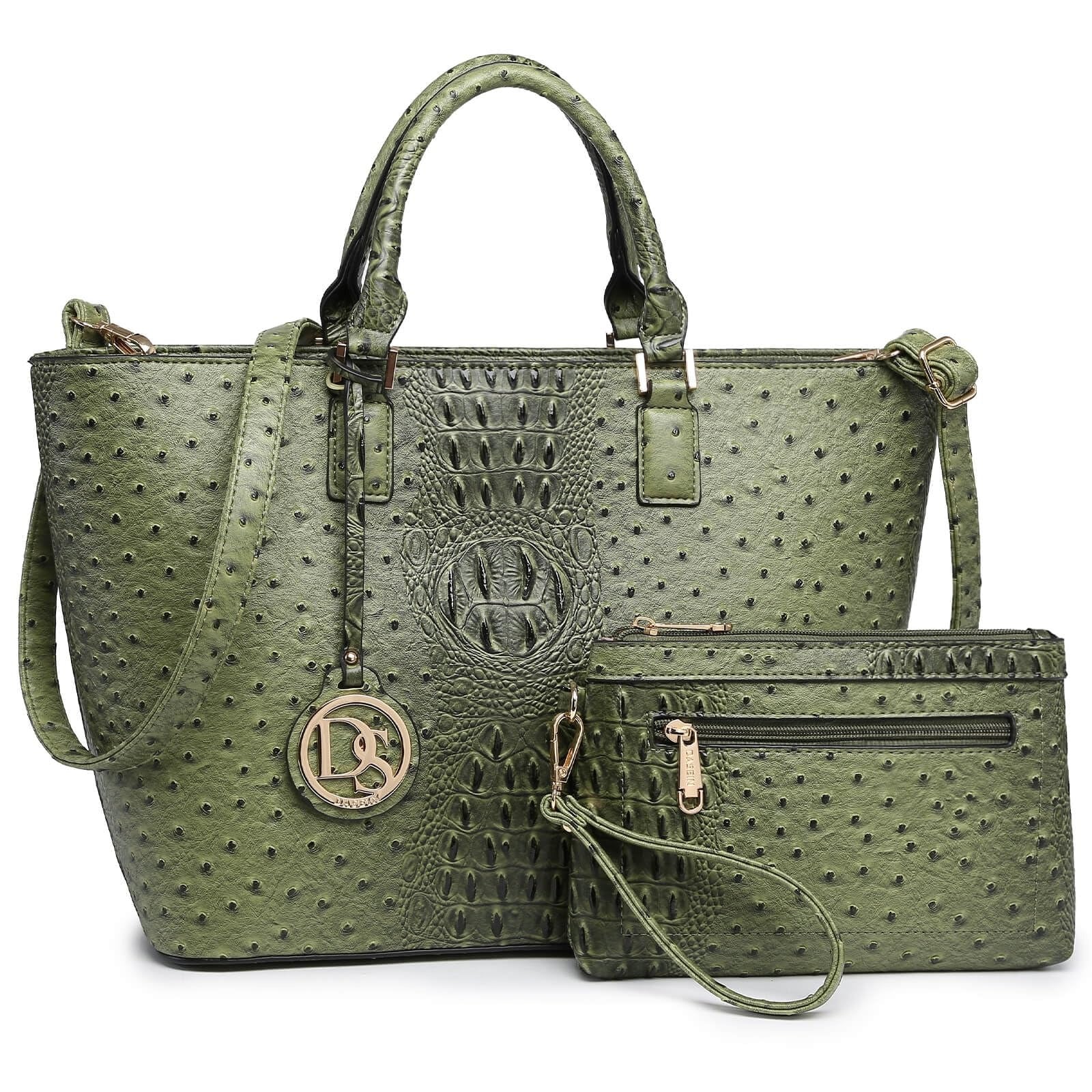 Women Satchel Purse Handbag Shoulder Bag Work Tote Bag with Matching Clutch