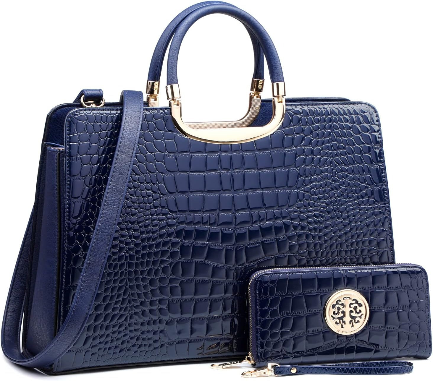 Womens Crocodile Handbag Top Handle Shoulder Bag Tote Satchel Purse Work Bag