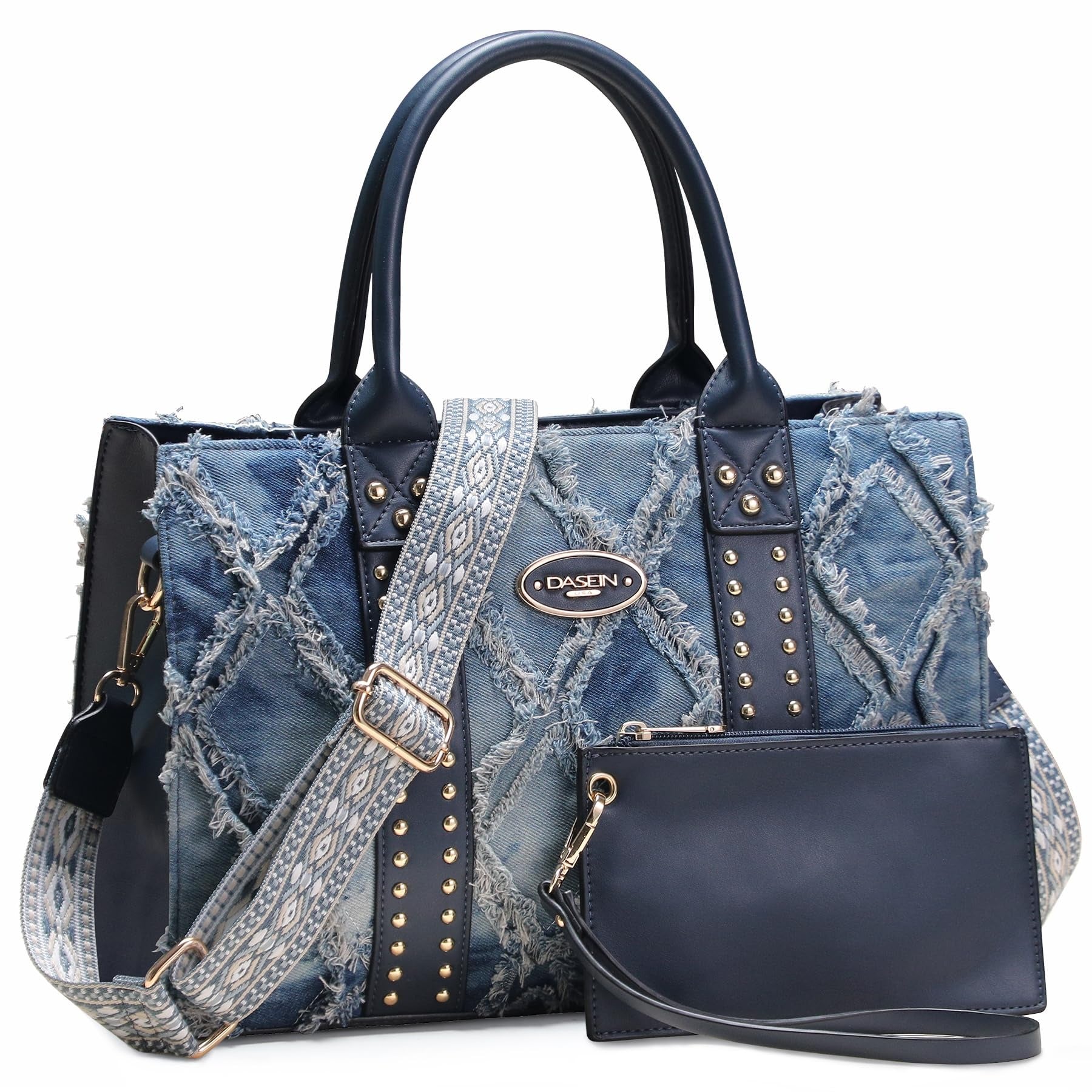 Denim Purses Handbags for Women Tote Wallet Set Top Handle Satchel Shoulder Hobo Bag