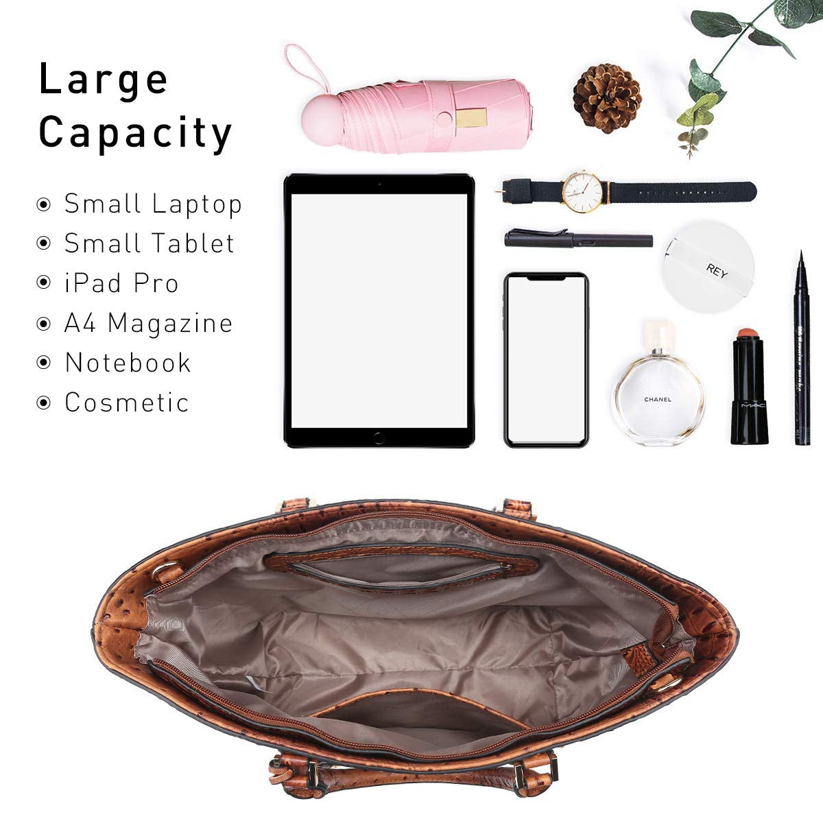 Women Satchel Purse Handbag Shoulder Bag Work Tote Bag with Matching Clutch