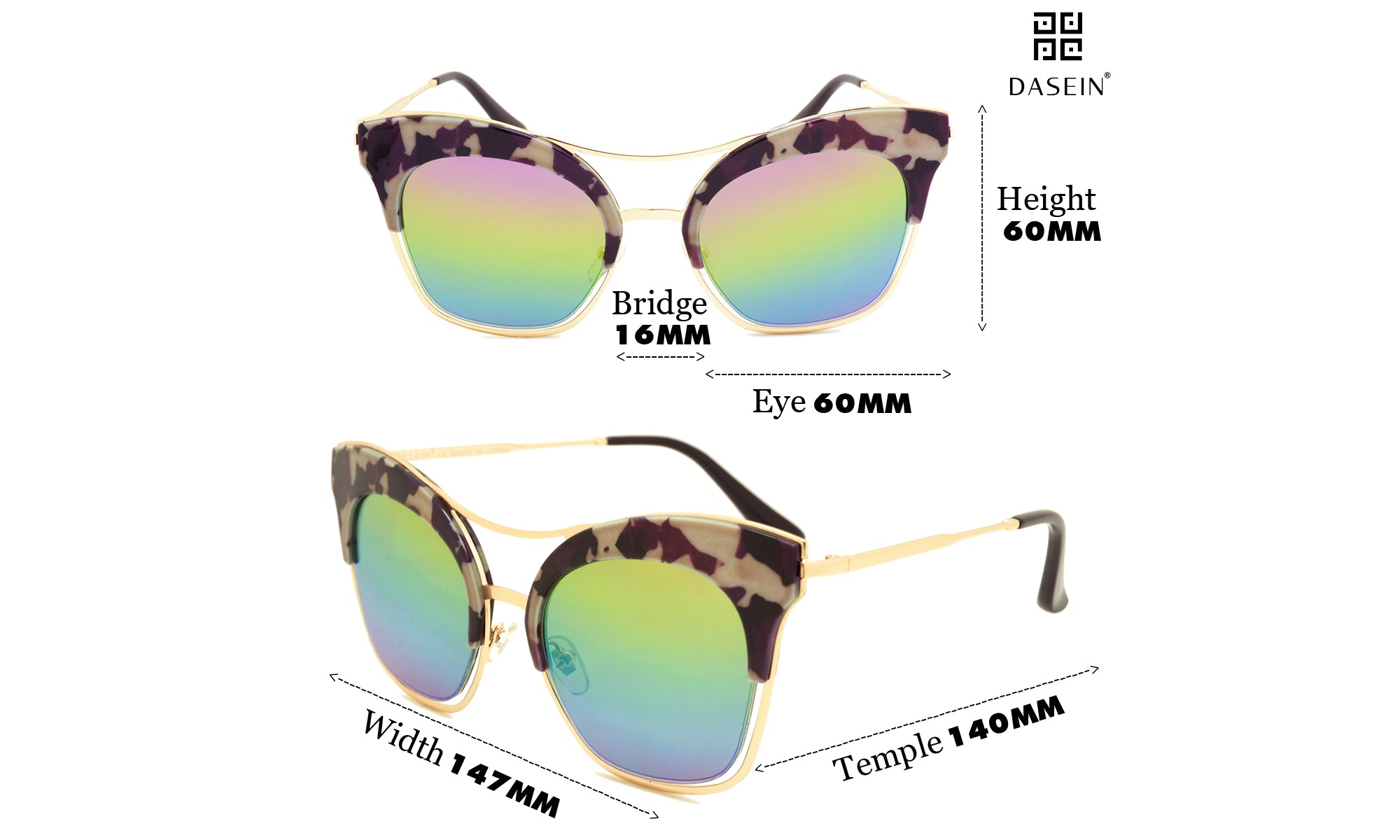 Dasein Women's Retro Polarized Cat Eye Sunglasses