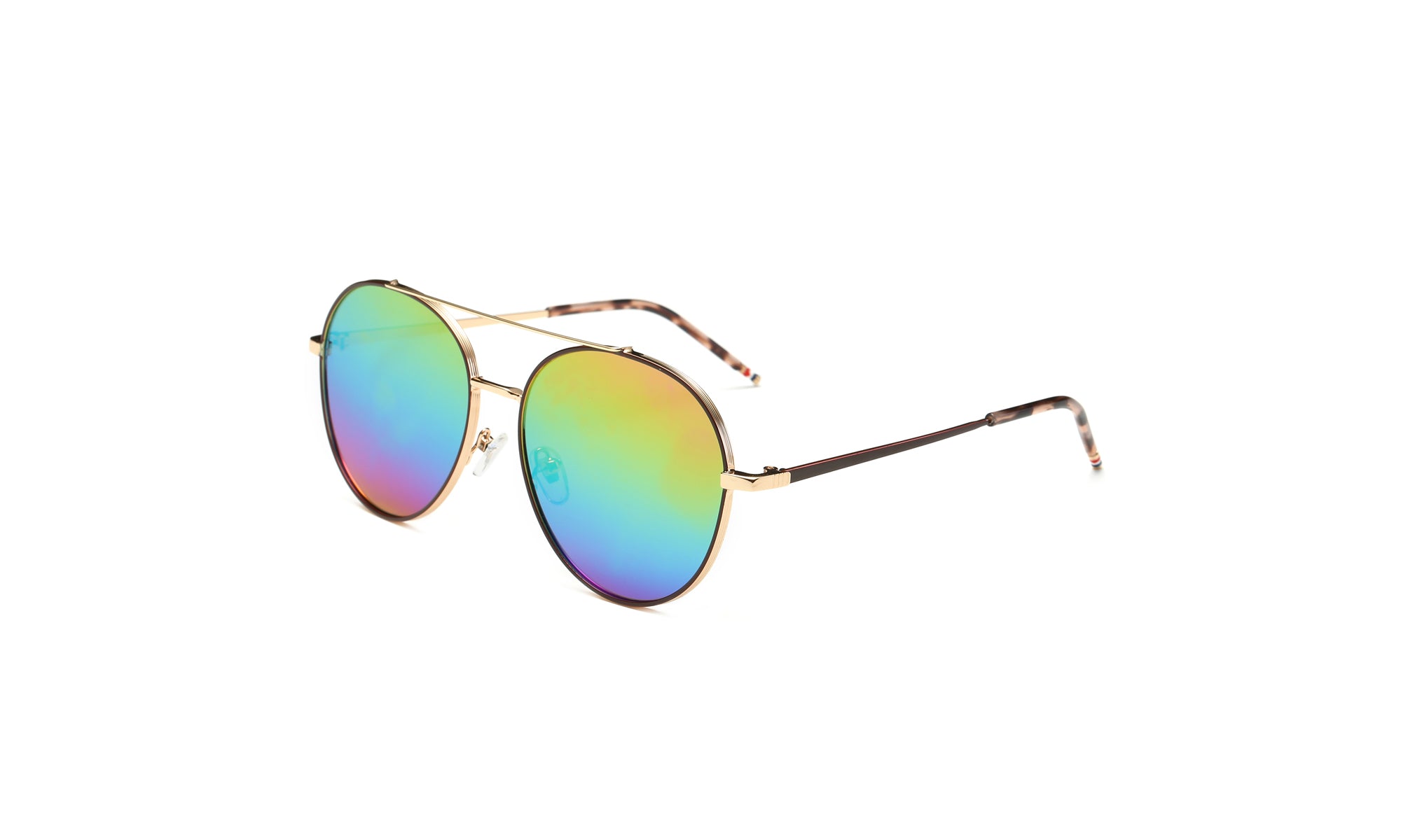 Women's Classic Metal Sunglasses Colorful Round Lens Aviator Glasses