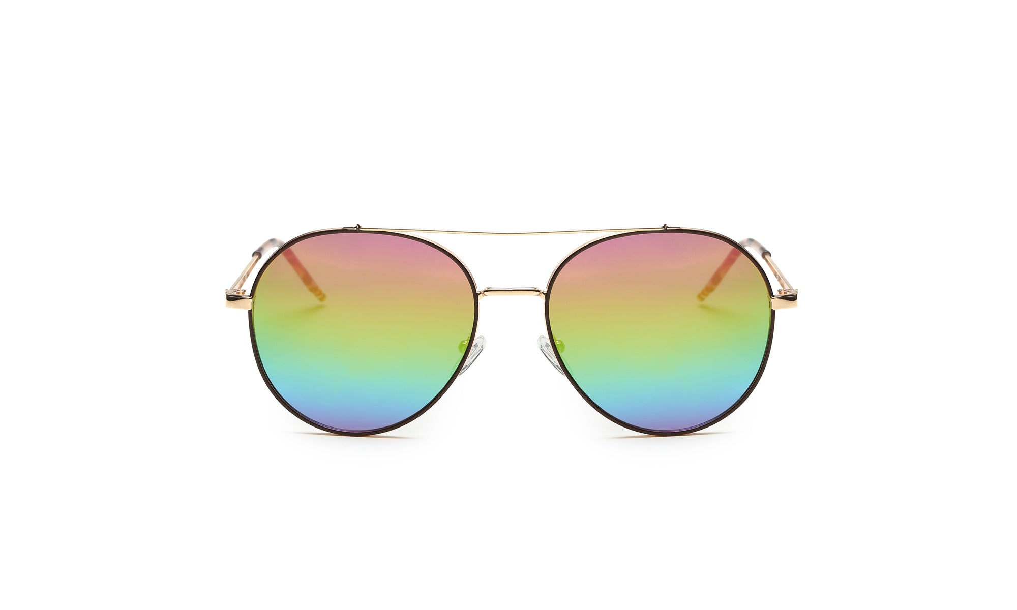 Women's Classic Metal Sunglasses Colorful Round Lens Aviator Glasses