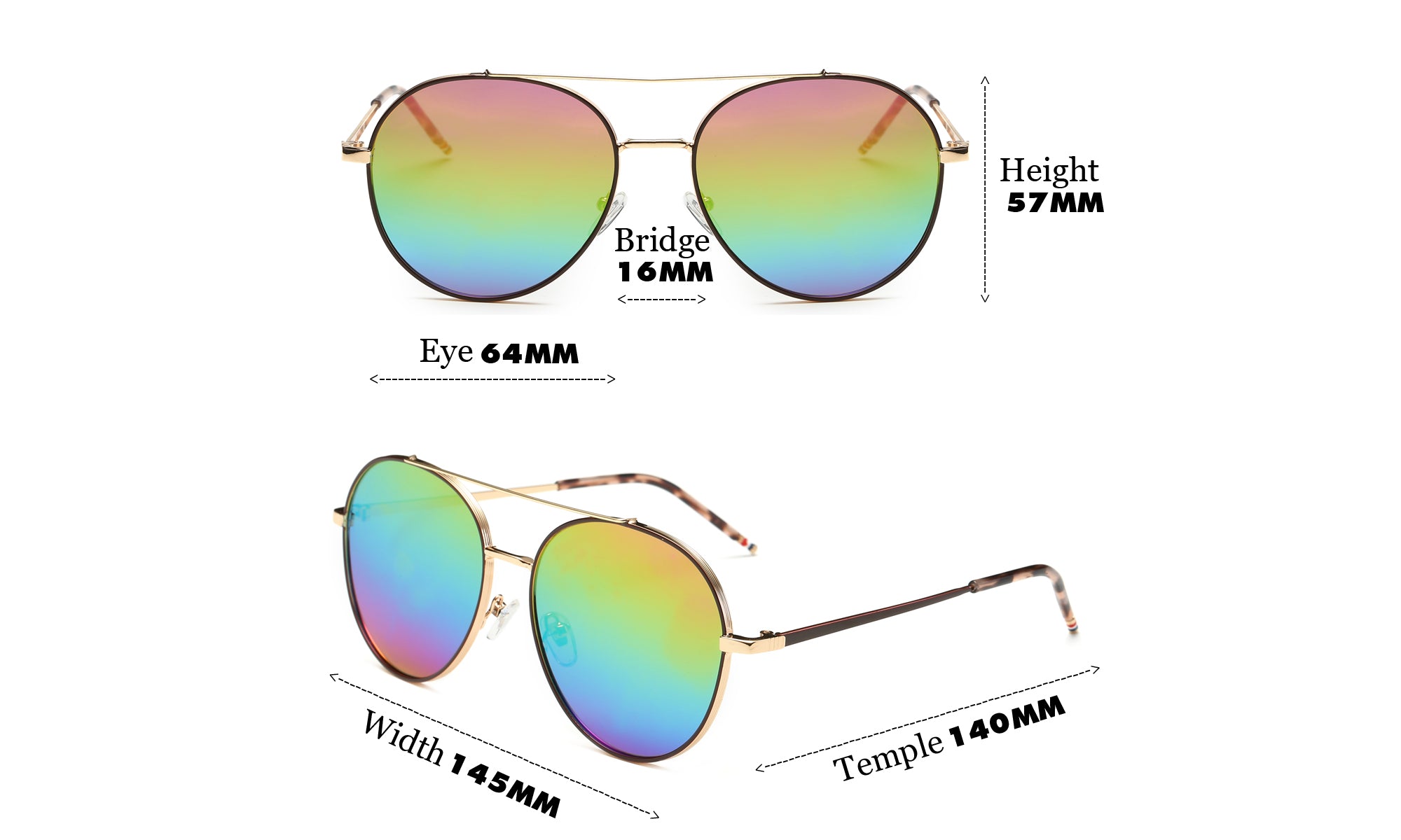 Women's Classic Metal Sunglasses Colorful Round Lens Aviator Glasses