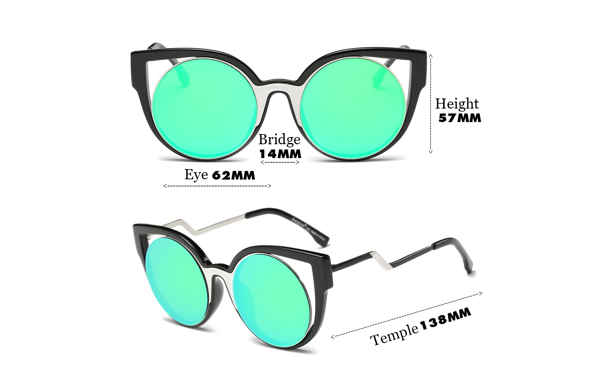 Dasein Fashion Round Polarized Sunglasses with Zigzag Arms
