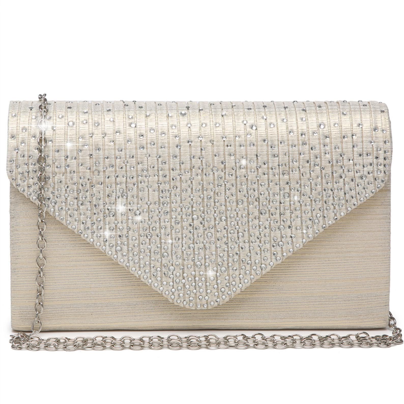 Ladies Frosted Satin Evening Clutch Purse Bag Crossbody Handbags Party Prom Wedding Envelope