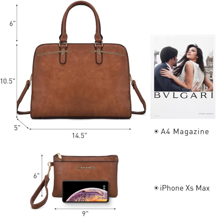 Women Handbag Wallet Tote Shoulder Hobo Bag Top Handle Satchel Purse Set 2pcs with 3 Compartments