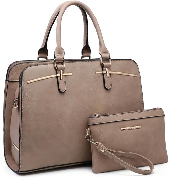 Women Handbag Wallet Tote Shoulder Hobo Bag Top Handle Satchel Purse Set 2pcs with 3 Compartments