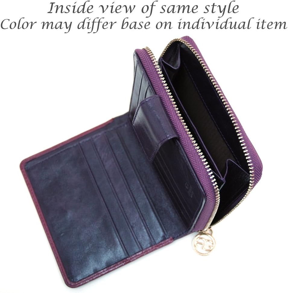 Dasein Women Italian Genuine Leather Block-Color Zip-Around Wallet small