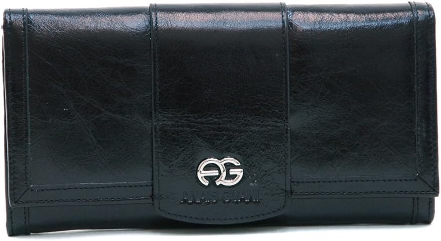 Dasein Women Genuine Italian Leather Checkbook Wallet Purse Card Case