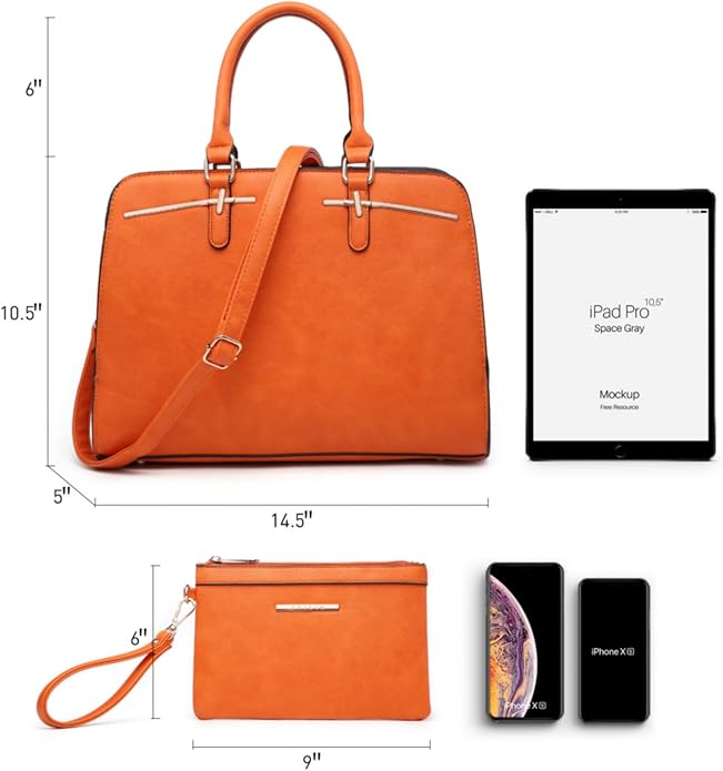 Women Handbag Wallet Tote Shoulder Hobo Bag Top Handle Satchel Purse Set 2pcs with 3 Compartments