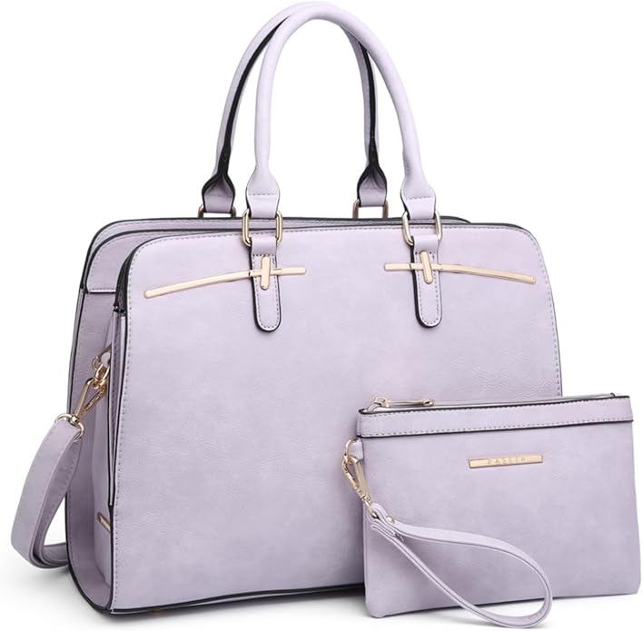 Women Handbag Wallet Tote Shoulder Hobo Bag Top Handle Satchel Purse Set 2pcs with 3 Compartments