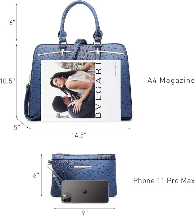 Women Handbag Wallet Tote Shoulder Hobo Bag Top Handle Satchel Purse Set 2pcs with 3 Compartments