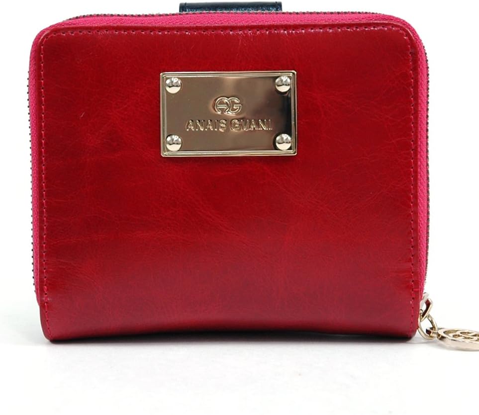 Dasein Women Italian Genuine Leather Block-Color Zip-Around Wallet small
