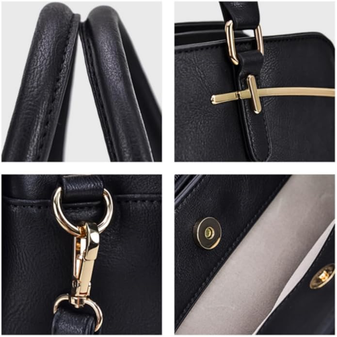 Women Handbag Wallet Tote Shoulder Hobo Bag Top Handle Satchel Purse Set 2pcs with 3 Compartments