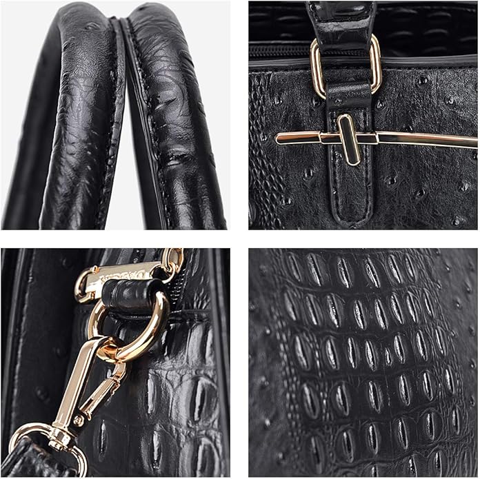 Women Handbag Wallet Tote Shoulder Hobo Bag Top Handle Satchel Purse Set 2pcs with 3 Compartments