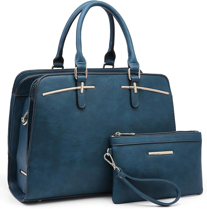 Women Handbag Wallet Tote Shoulder Hobo Bag Top Handle Satchel Purse Set 2pcs with 3 Compartments