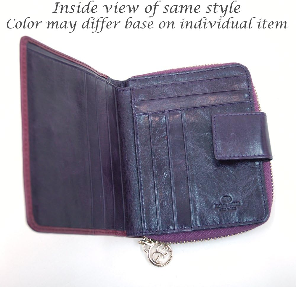 Dasein Women Italian Genuine Leather Block-Color Zip-Around Wallet small