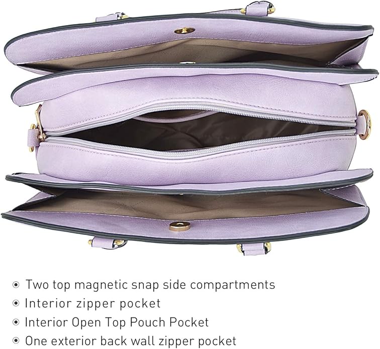 Women Handbag Wallet Tote Shoulder Hobo Bag Top Handle Satchel Purse Set 2pcs with 3 Compartments