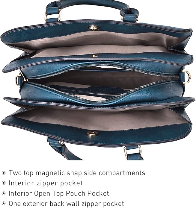 Women Handbag Wallet Tote Shoulder Hobo Bag Top Handle Satchel Purse Set 2pcs with 3 Compartments