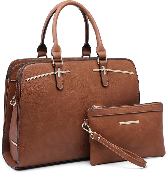 Women Handbag Wallet Tote Shoulder Hobo Bag Top Handle Satchel Purse Set 2pcs with 3 Compartments