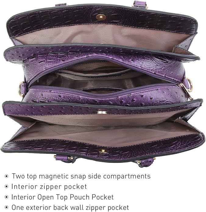 Women Handbag Wallet Tote Shoulder Hobo Bag Top Handle Satchel Purse Set 2pcs with 3 Compartments