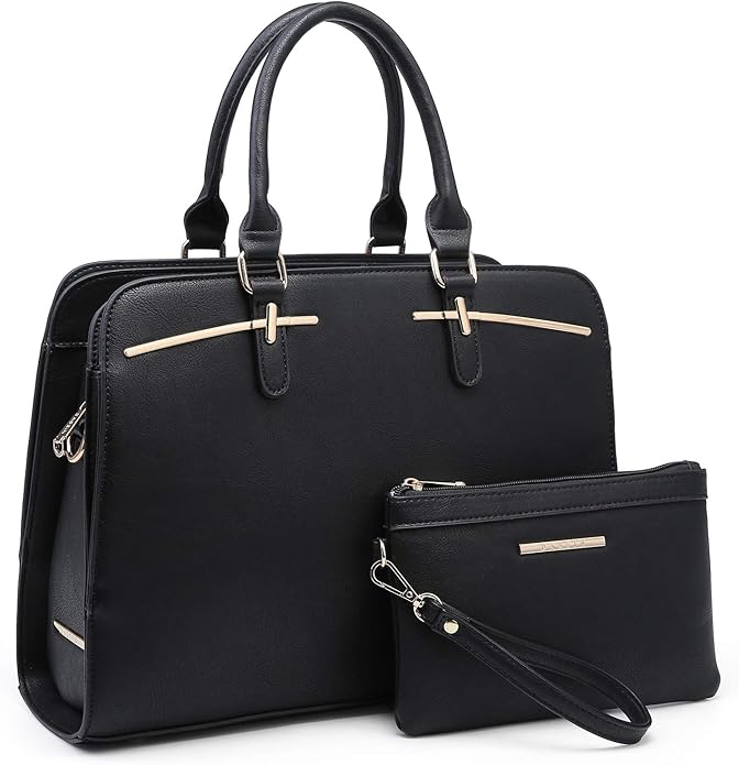 Women Handbag Wallet Tote Shoulder Hobo Bag Top Handle Satchel Purse Set 2pcs with 3 Compartments