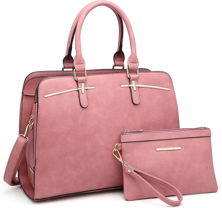 Women Handbag Wallet Tote Shoulder Hobo Bag Top Handle Satchel Purse Set 2pcs with 3 Compartments