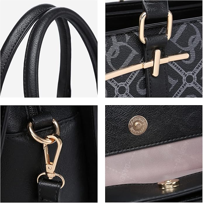Women Handbag Wallet Tote Shoulder Hobo Bag Top Handle Satchel Purse Set 2pcs with 3 Compartments
