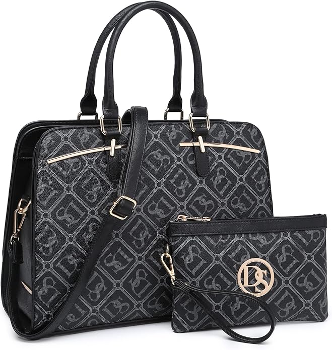 Women Handbag Wallet Tote Shoulder Hobo Bag Top Handle Satchel Purse Set 2pcs with 3 Compartments