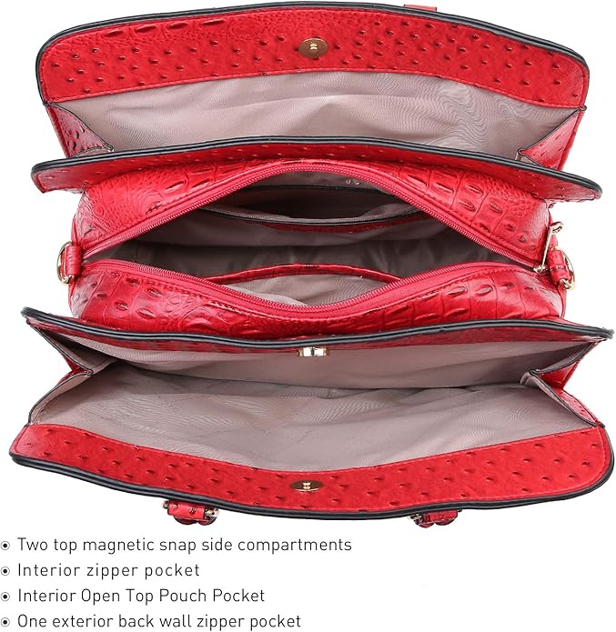 Women Handbag Wallet Tote Shoulder Hobo Bag Top Handle Satchel Purse Set 2pcs with 3 Compartments