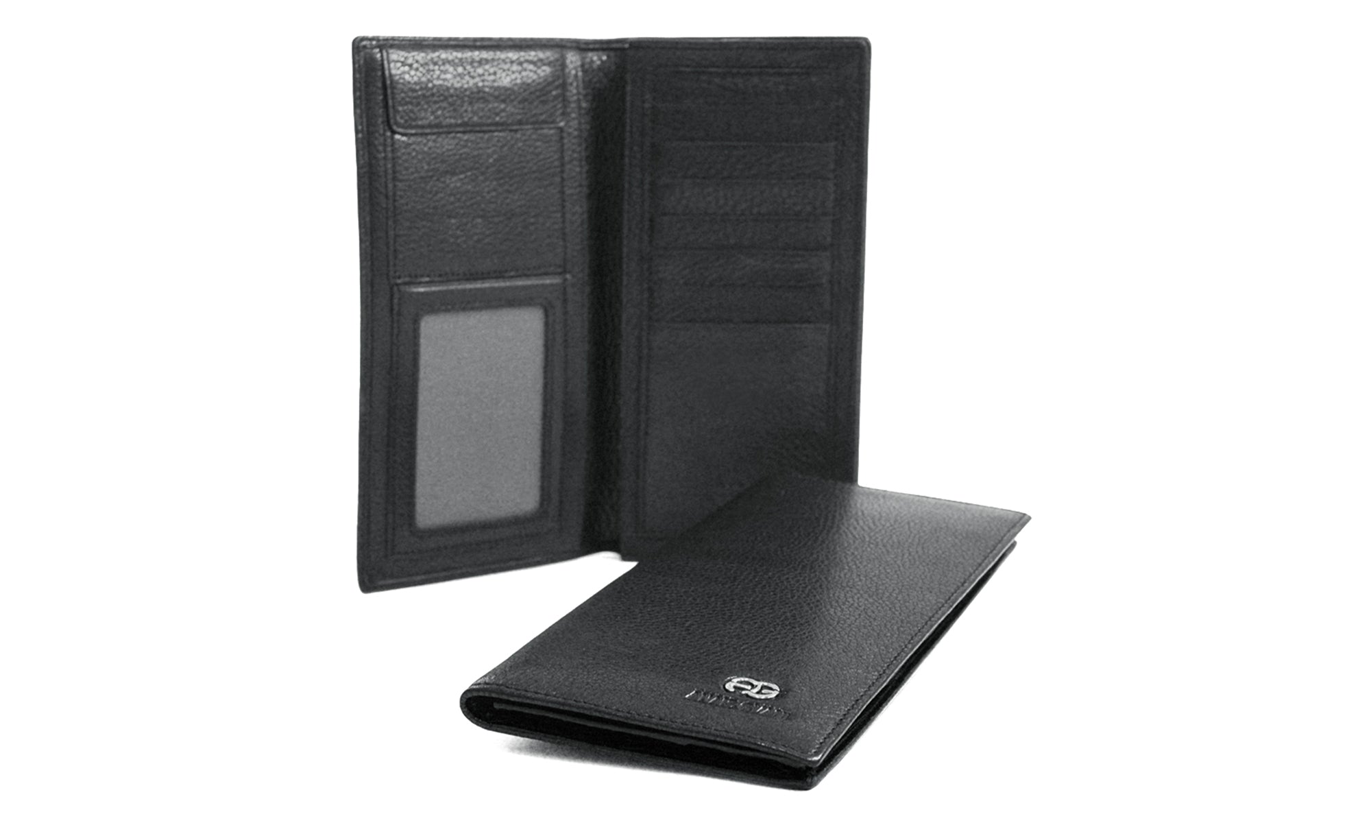 Dasein Black Italian Leather Long Wallet Clutch with Multiple Card Slots