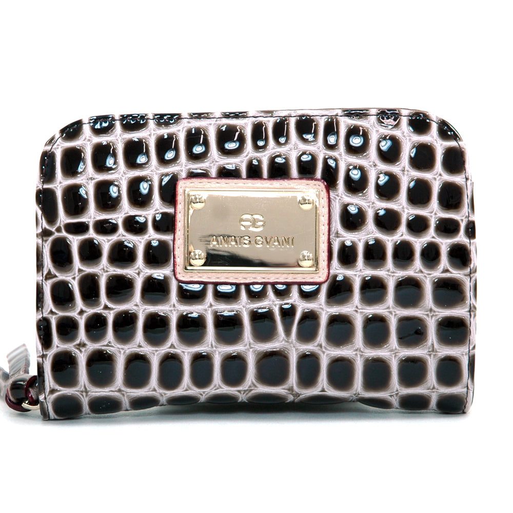 Dasein Women Italian Genuine Leather crocodile embossed Zip-Around Wallet